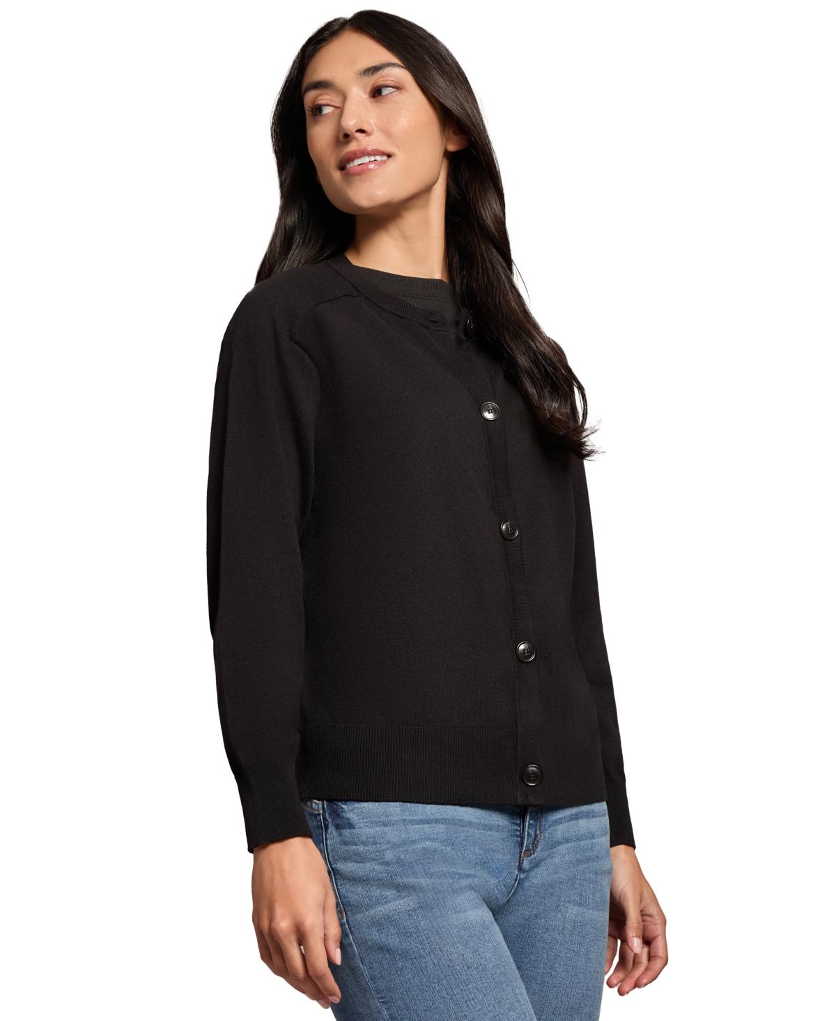 Petite Saddle-Shoulder Cardigan Sweater