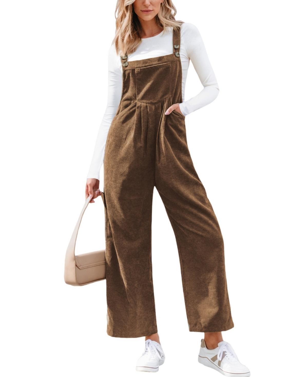 Women's Corduroy Square Neck Jumpsuit