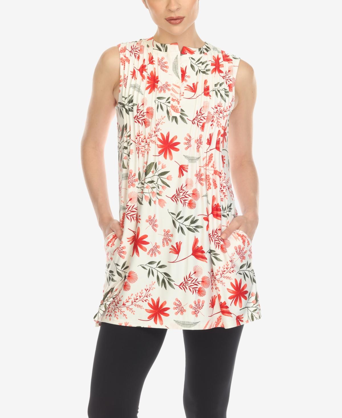 Women's Floral Sleeveless Tunic Top