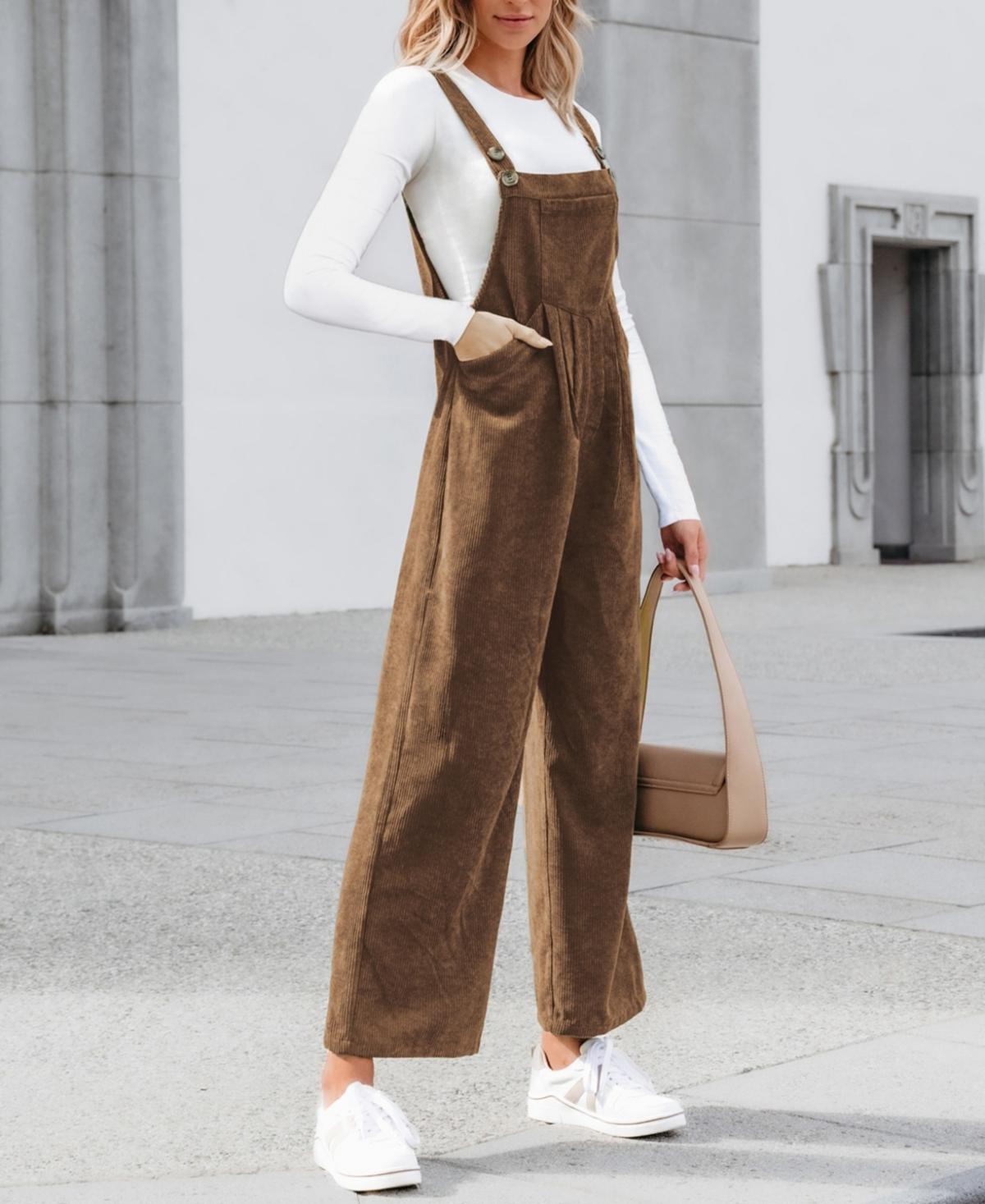 Women's Corduroy Square Neck Jumpsuit