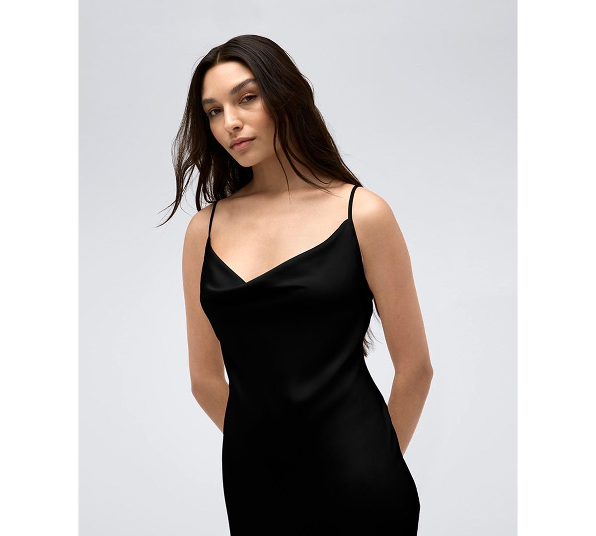 Women's Satin Cowl-Neck Maxi Slip Dress