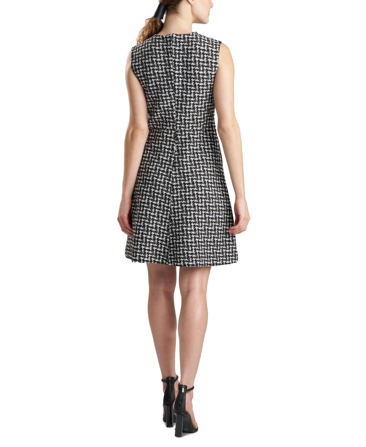 Women's Tweed Faux-Leather-Trim Dress