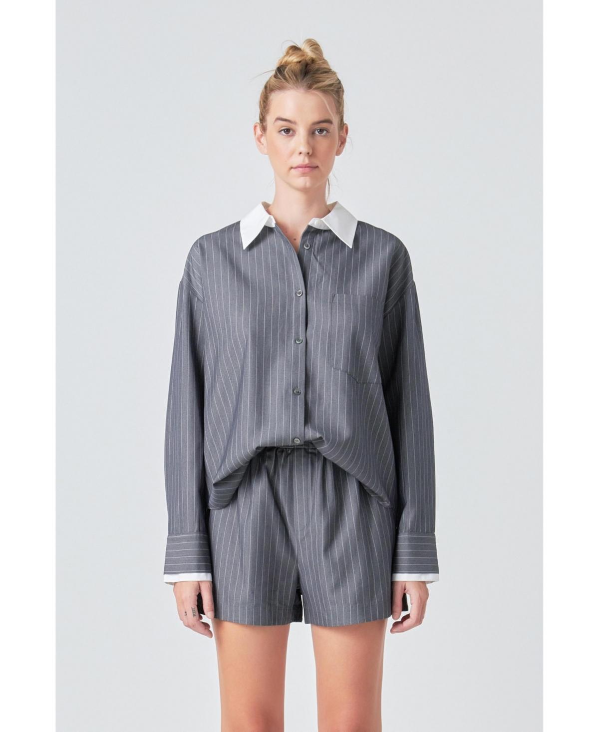 Women's Oversized Pinstripe Shirt