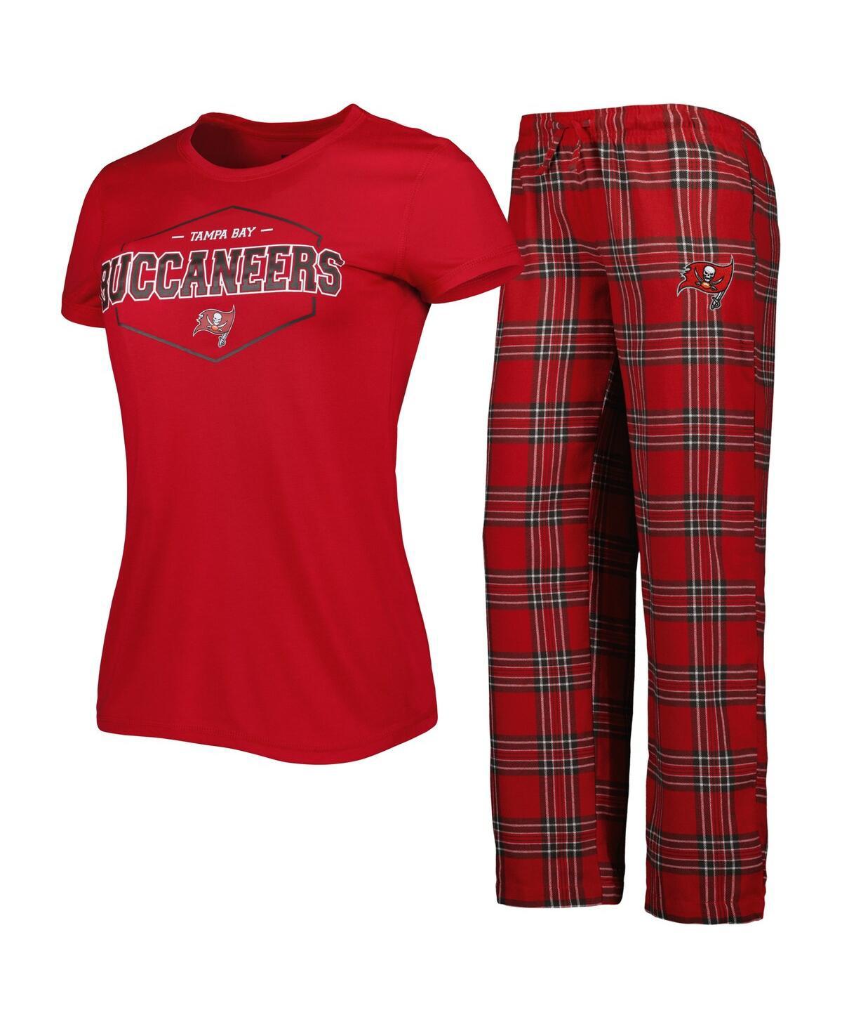 Women's Red, Pewter Tampa Bay Buccaneers Badge T-shirt and Pants Sleep Set