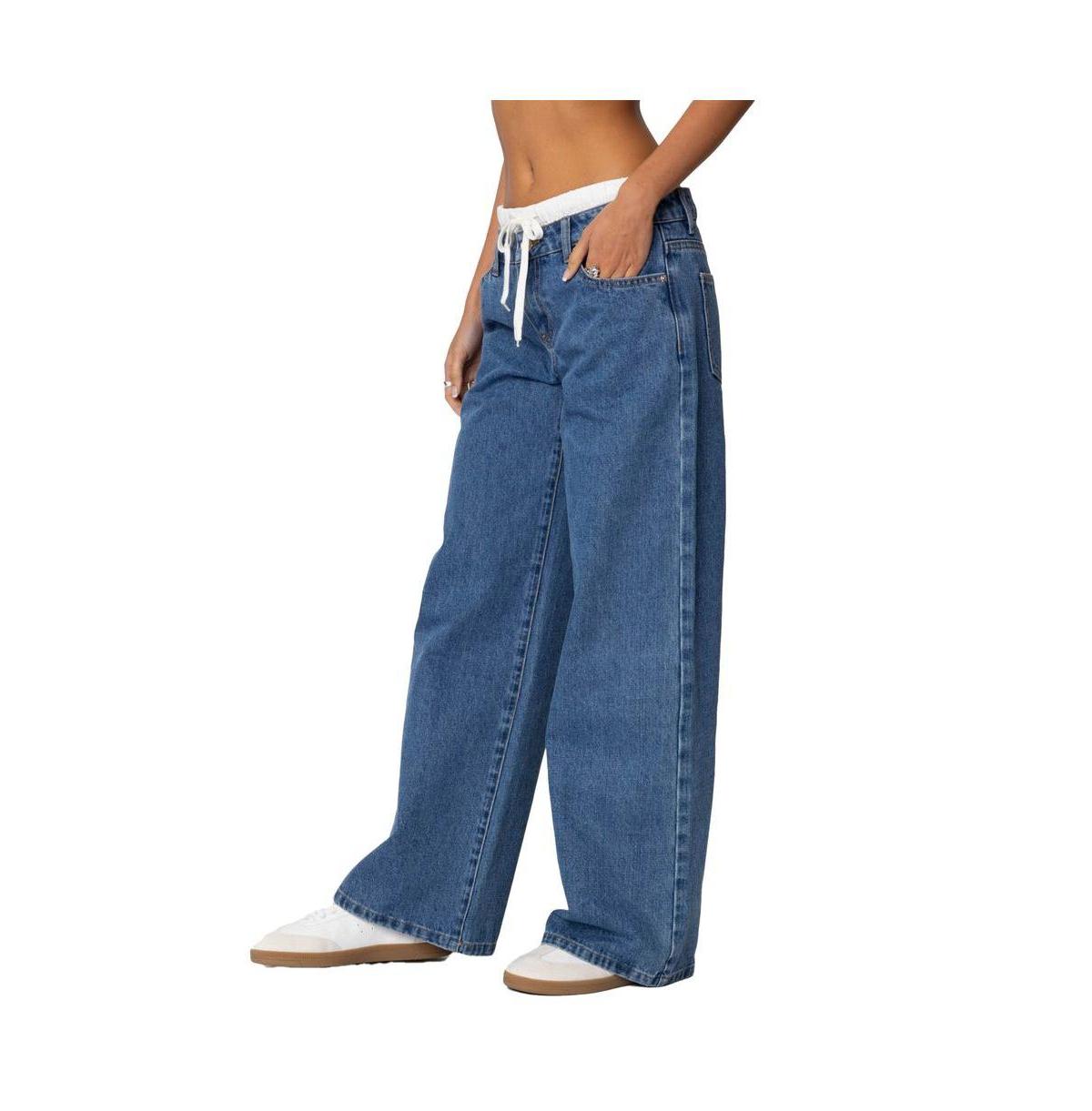 Women's Drawstring Boxer Detail Jeans