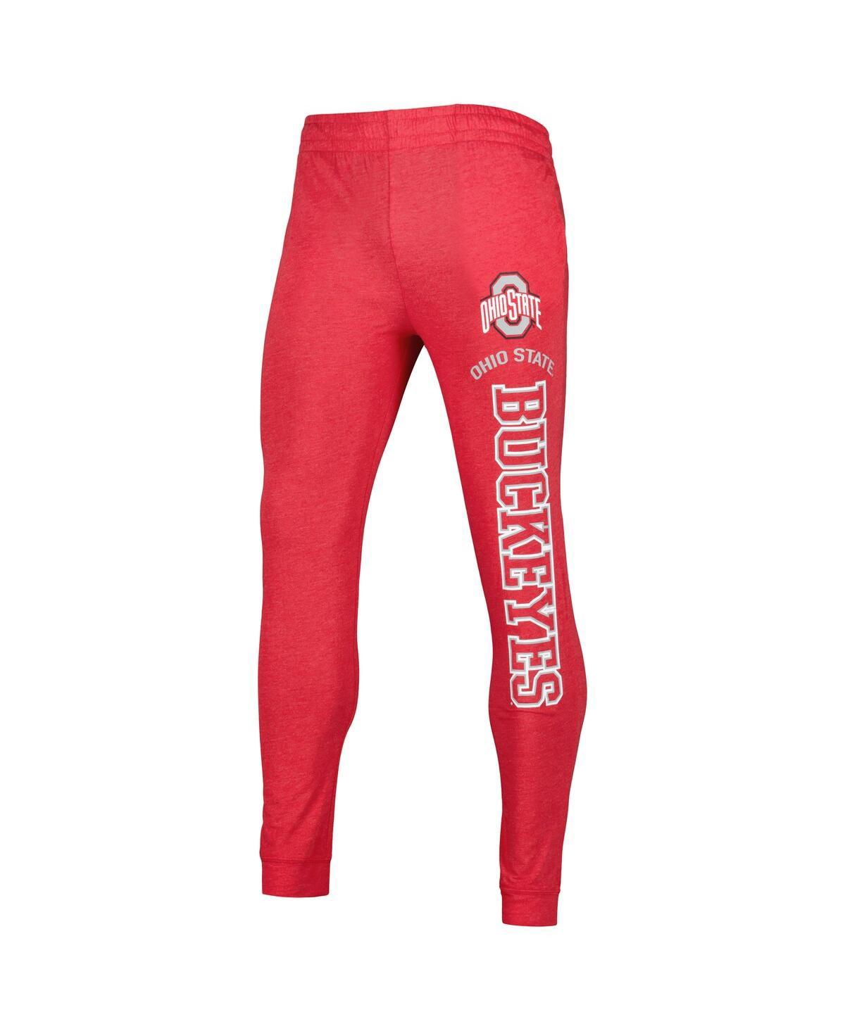 Men's Heathered Scarlet, Heathered Charcoal Ohio State Buckeyes Meter Long Sleeve Hoodie T-shirt and Jogger Pants Set