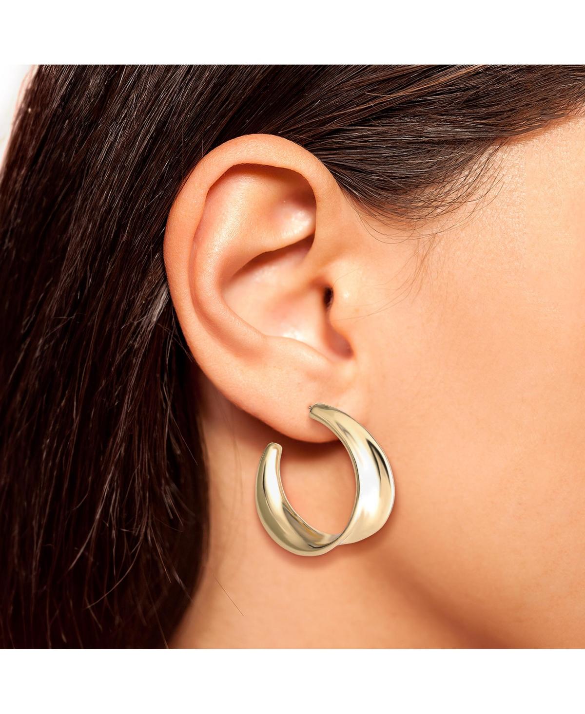 Gold-Tone Twisted Crescent Hoop Earrings