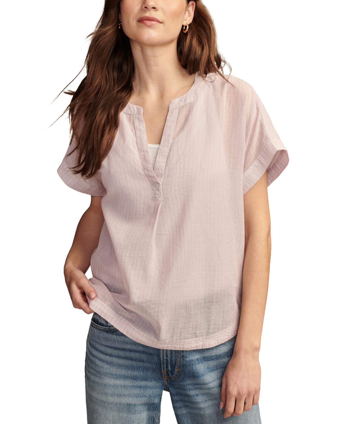 Women's Cotton Striped Dolman Popover Shirt