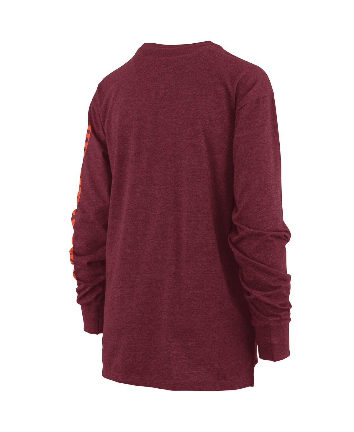 Women's Heathered Maroon Virginia Tech Hokies Two-Hit Canyon Long Sleeve T-shirt