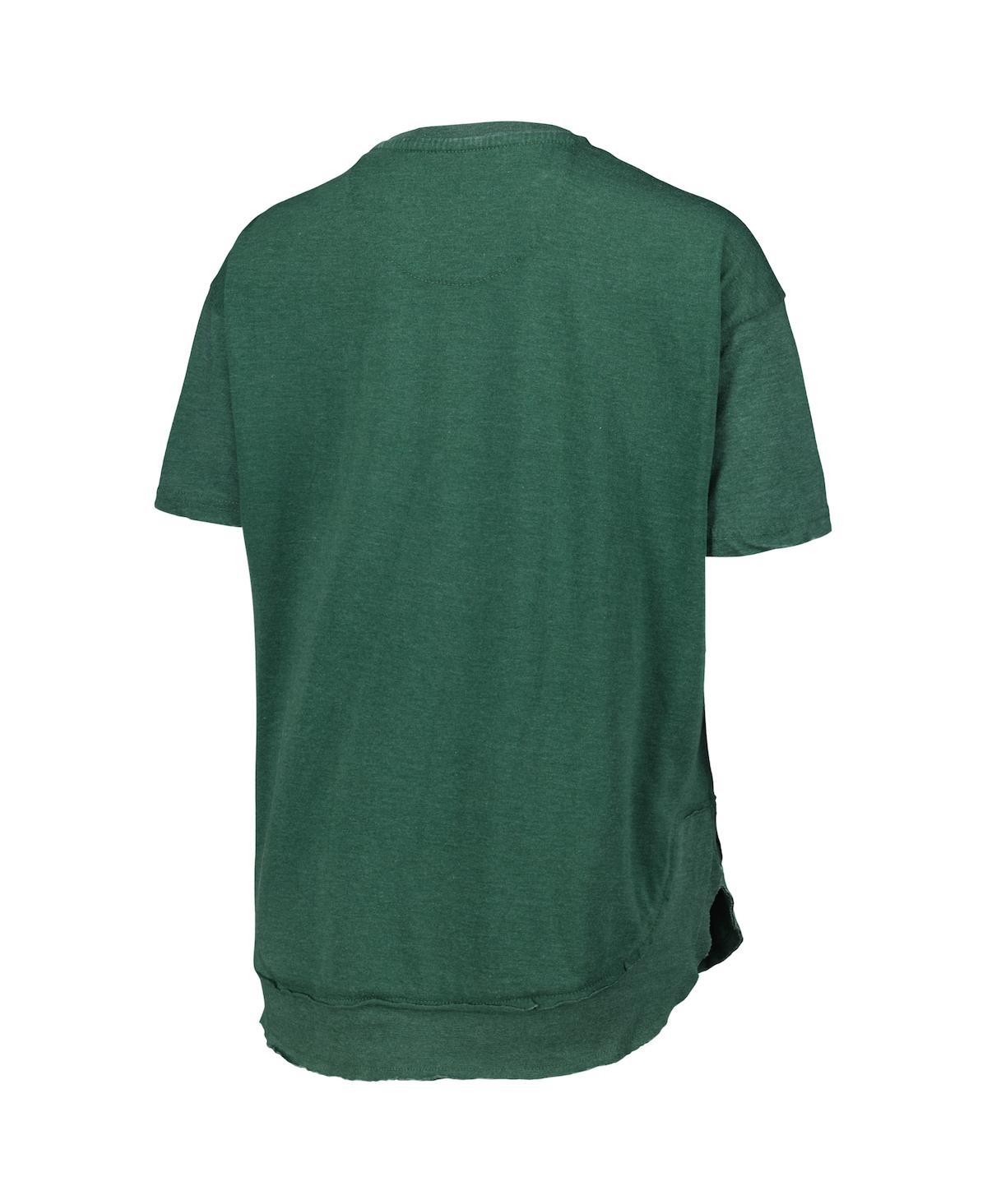 Women's Heathered Green Distressed Michigan State Spartans Arch Poncho T-shirt