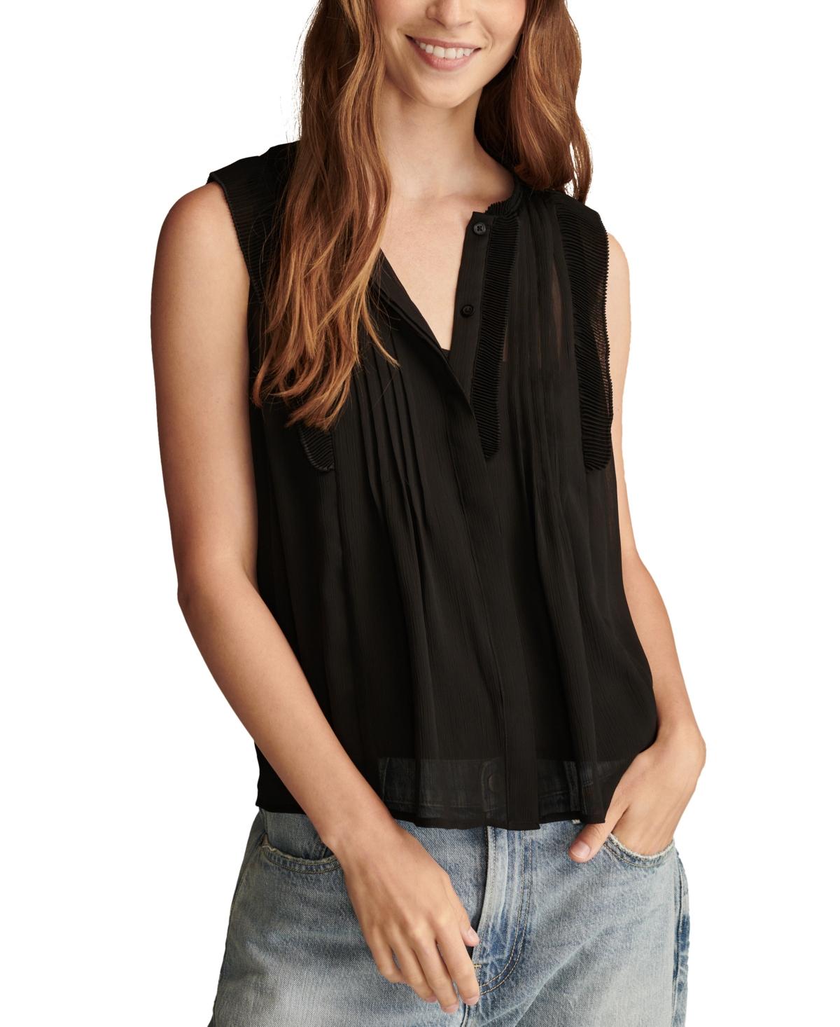 Women's Pleated Pintucked Sleeveless Blouse