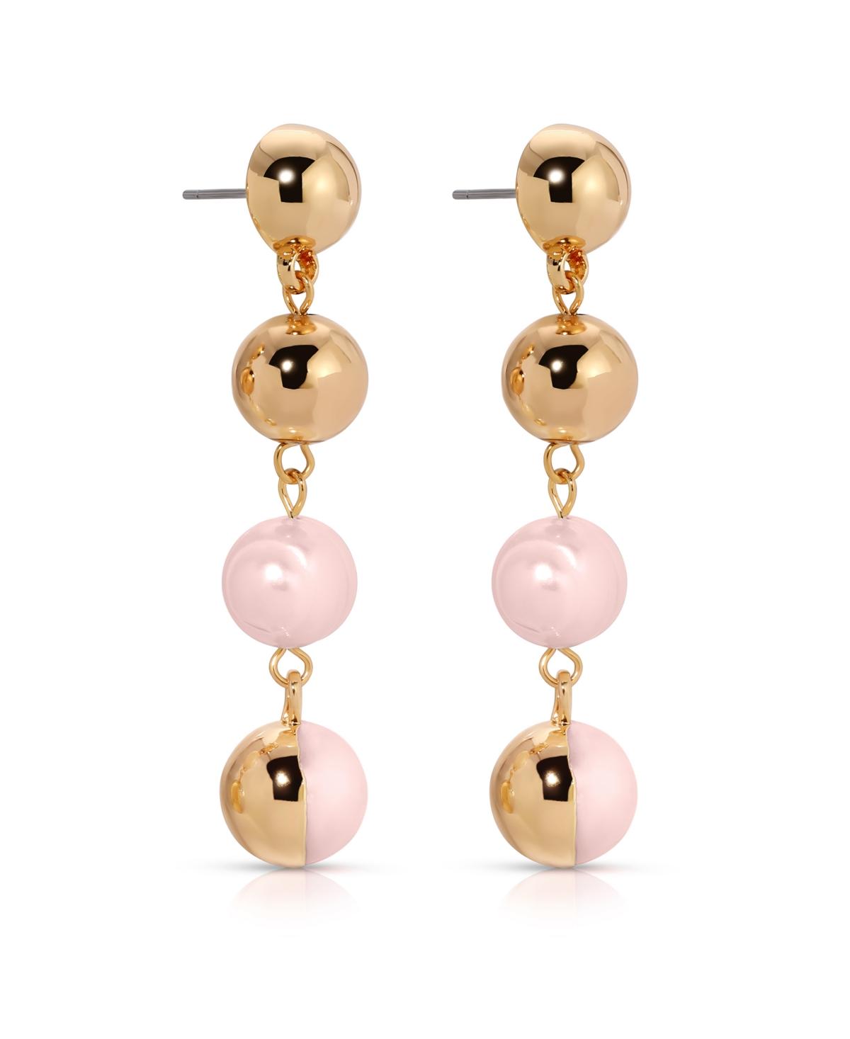 Pink Freshwater Pearl Gold Drop Earrings