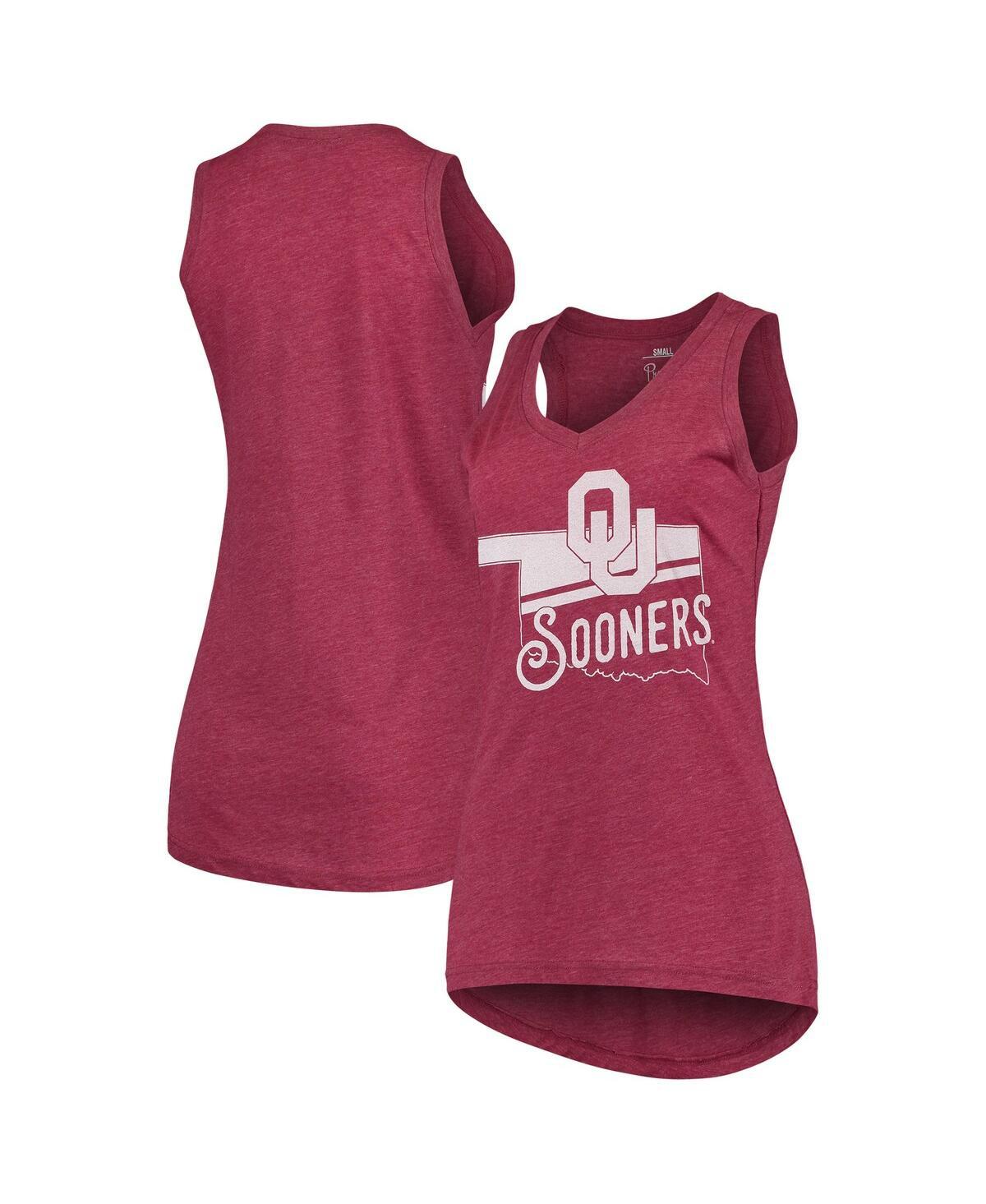 Women's Crimson Oklahoma Sooners Ferris Melange V-Neck Tank Top