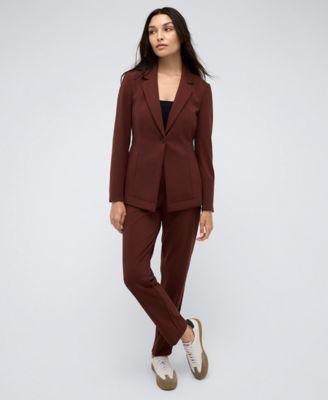 Women's Athletic-Stretch One-Button Notch-Collar Blazer & Athletic-Stretch Slim-Fit Ankle Pants