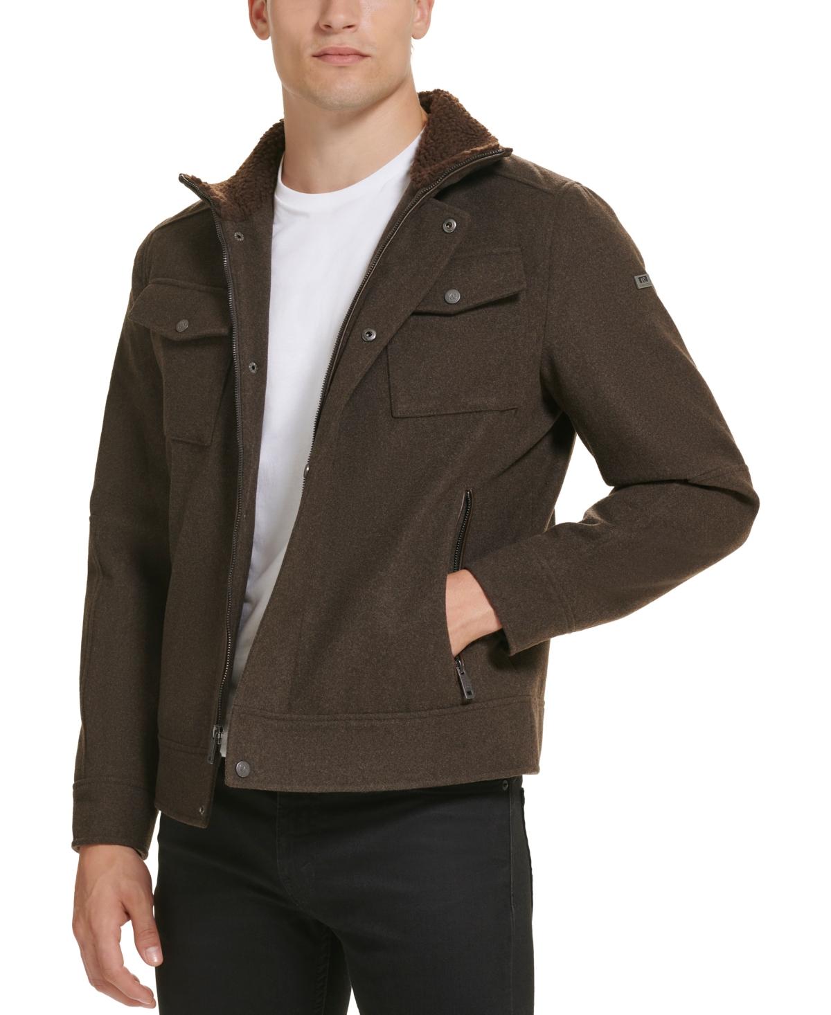 Men's Textured Wool Sherpa Inner Collar Jacket