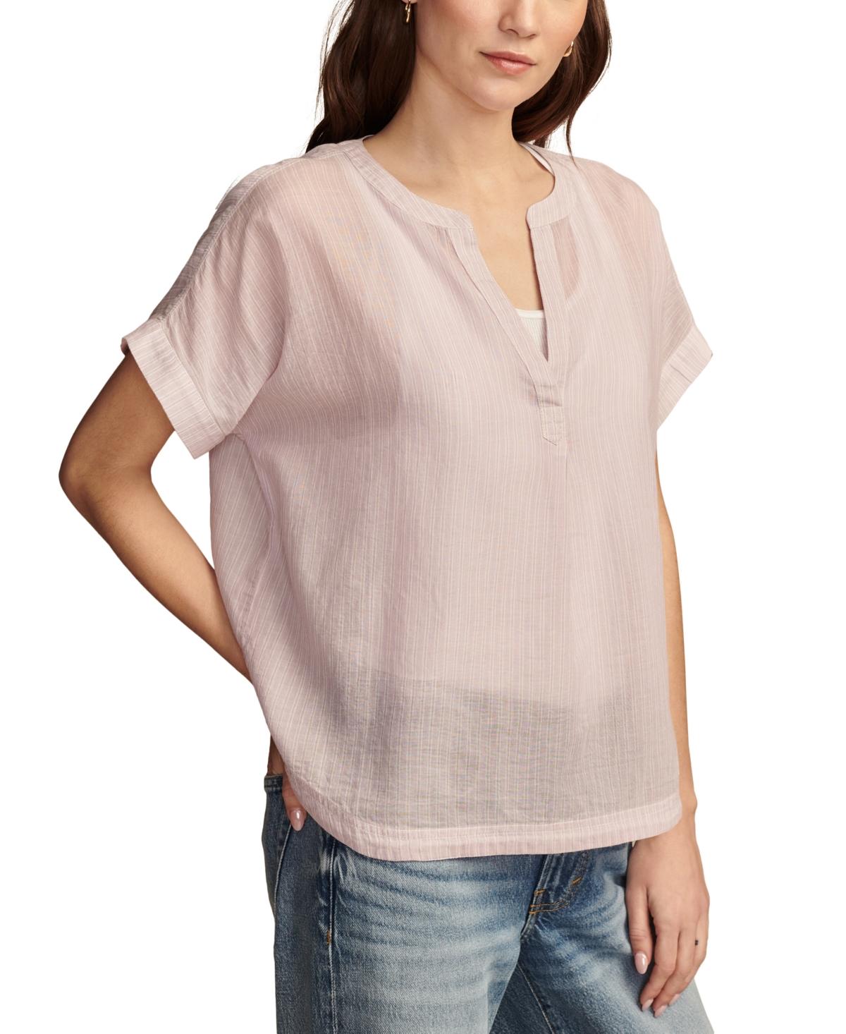 Women's Cotton Striped Dolman Popover Shirt