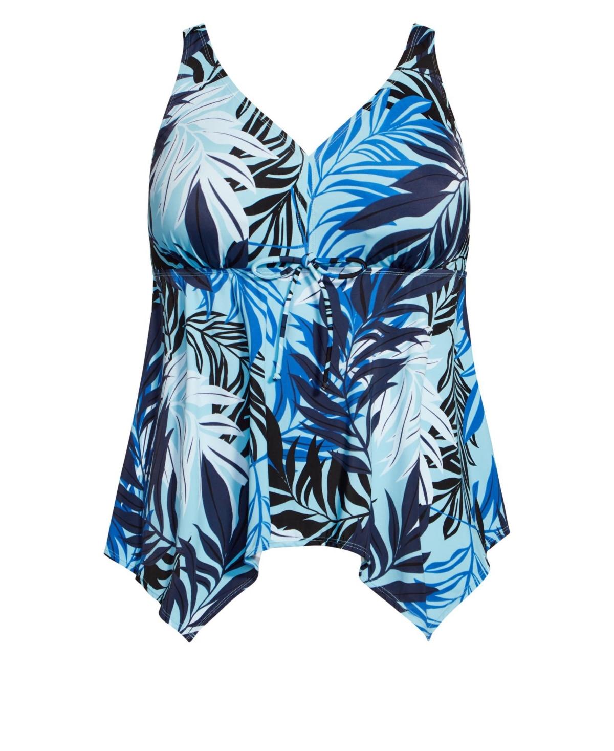 Plus Size Sharkbite Print Tankini Top