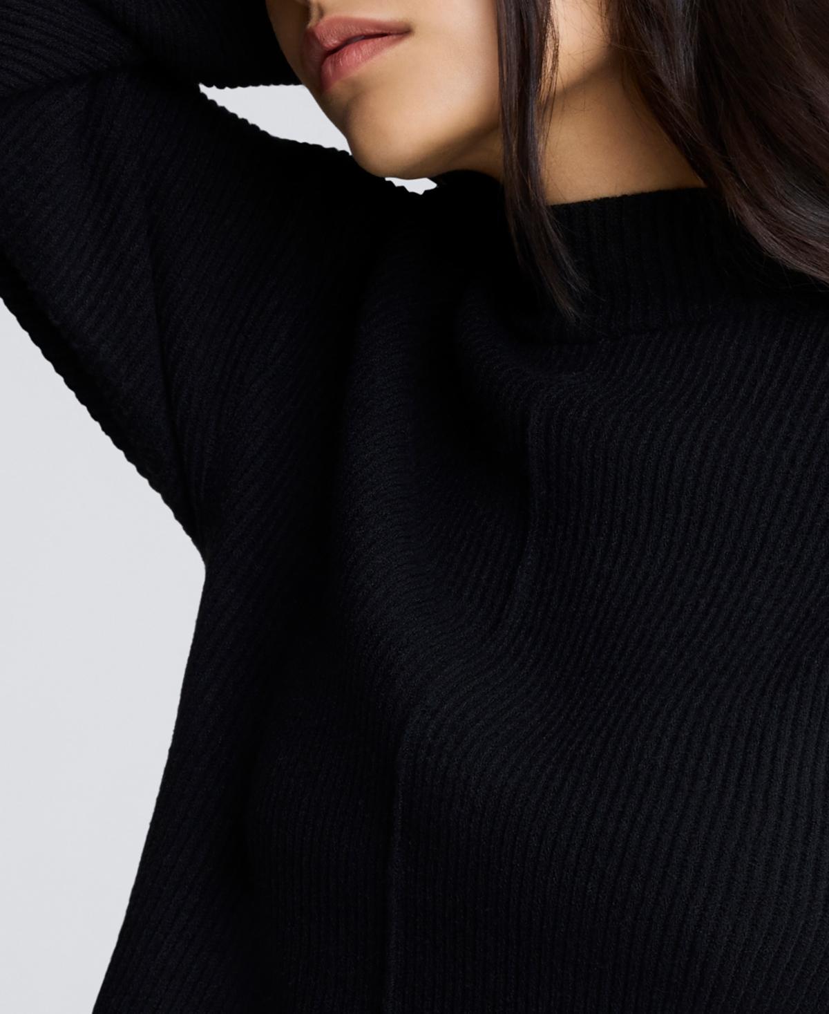 Women's Button-Sleeve Mock Neck Sweater