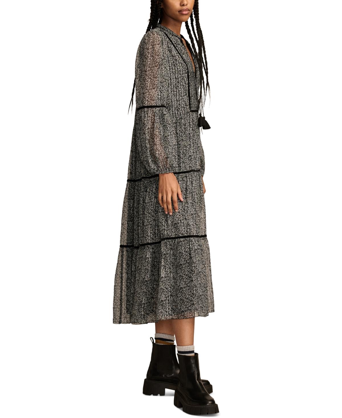 Women's Printed Midi Peasant Dress