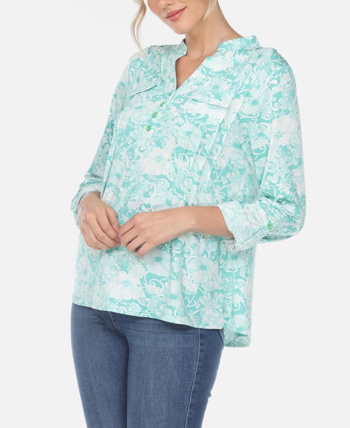 Women's Pleated Floral Print Blouse