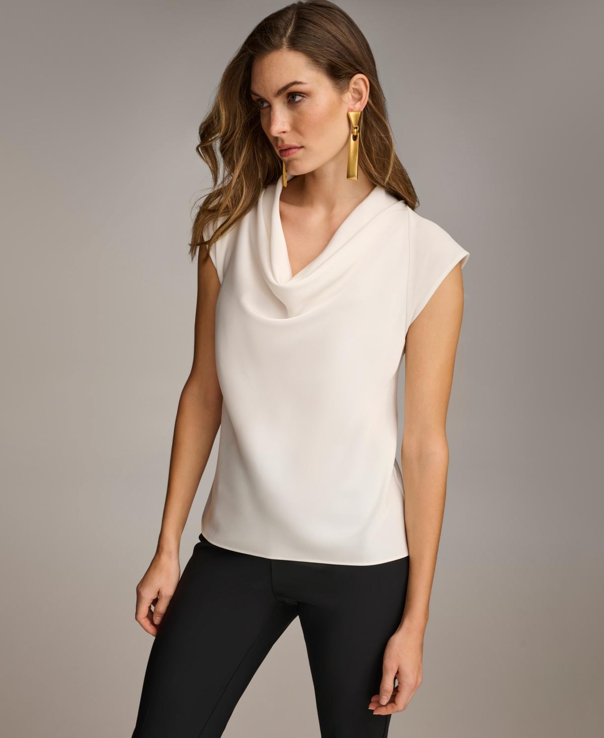 Donna Karan Women's Cowl-Neck Cap-Sleeve Top