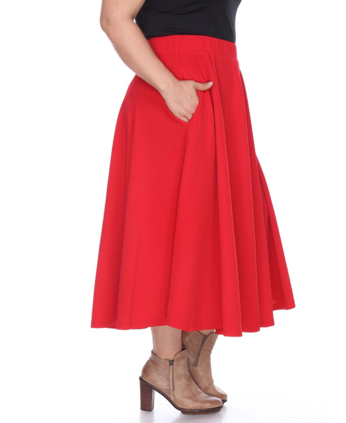 Plus Size Flared Midi Skirt