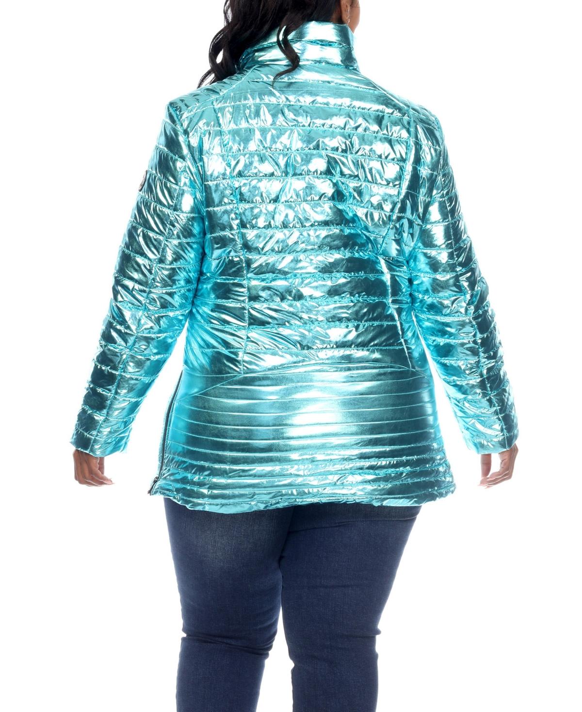 Plus Size Metallic Puffer Coat