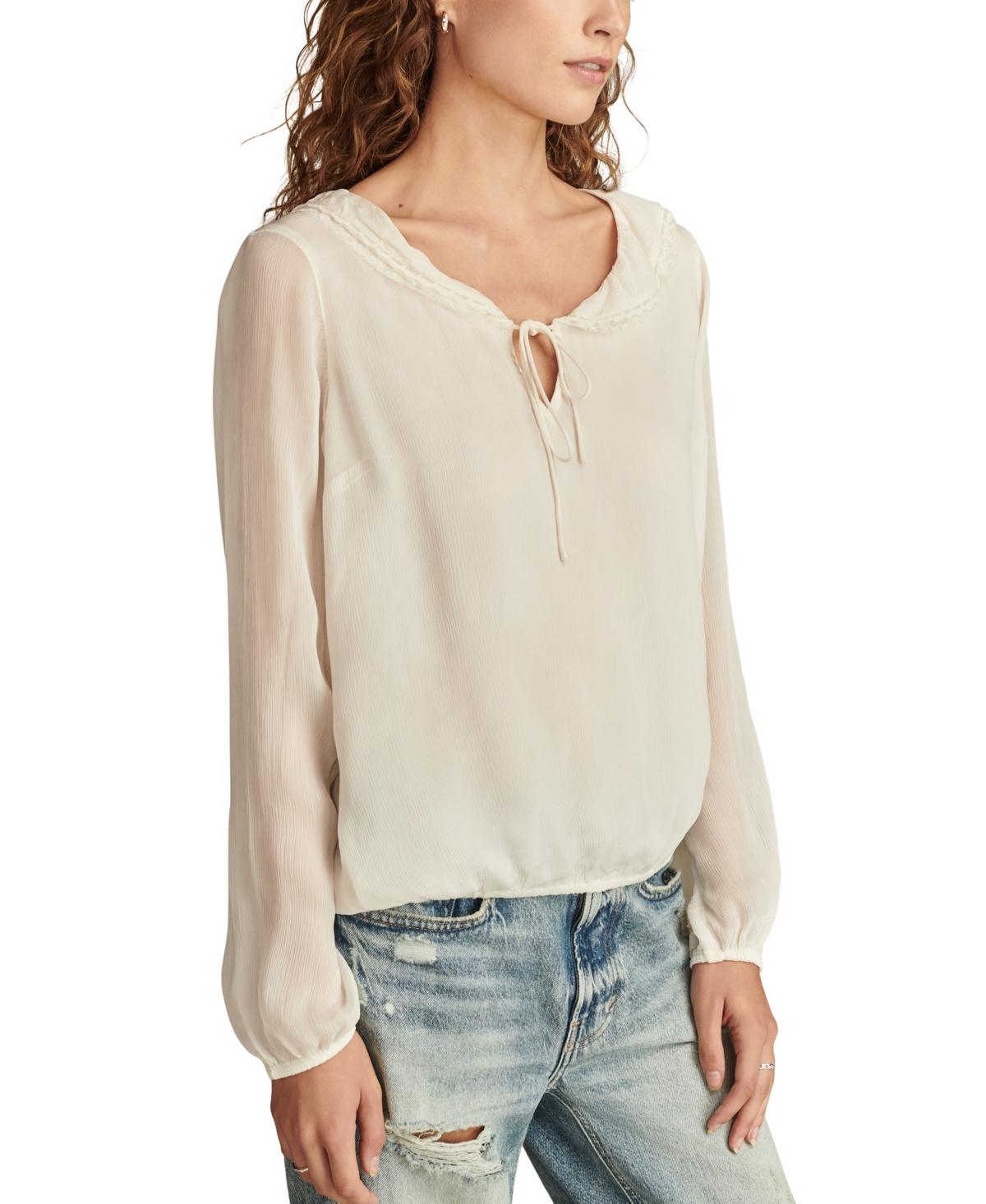 Women’s Ruffle-Collar Long-Sleeve Top