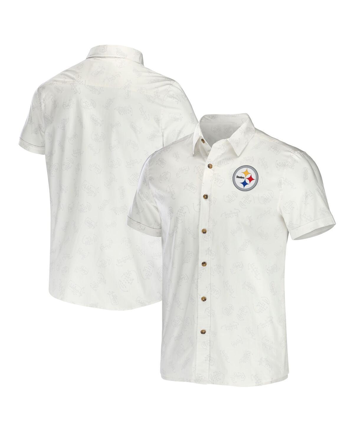 Men's NFL x Darius Rucker Collection by White Pittsburgh Steelers Woven Button-Up T-shirt