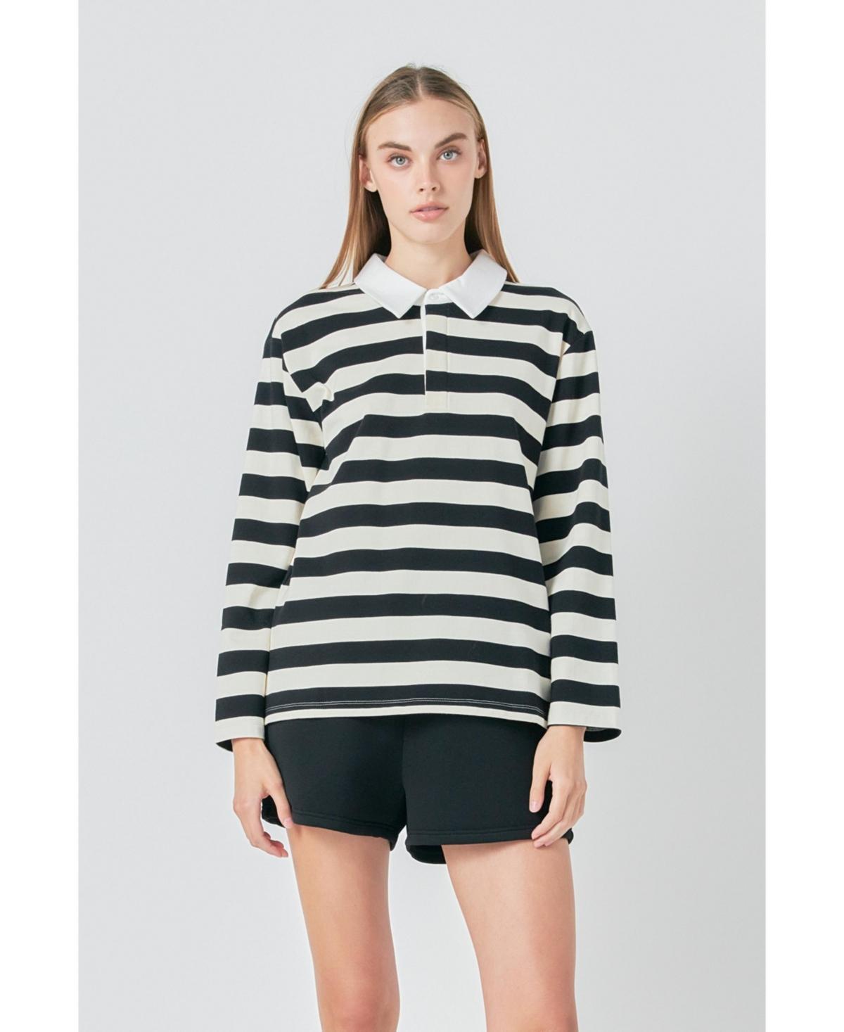 Women's Stripe Collar Sweatshirt