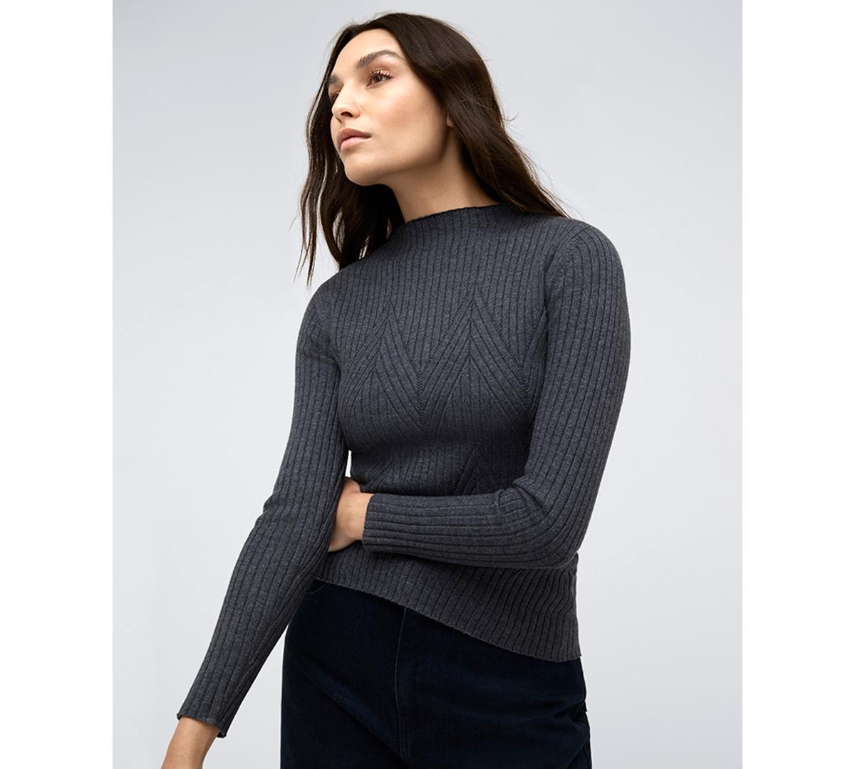 Women's Rib-Knit Chevron-Stitch Sweater