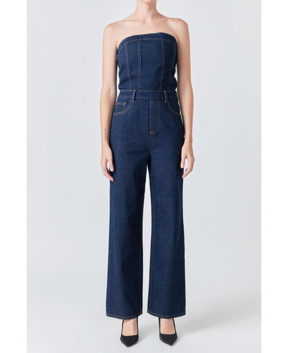 Women's Corset Denim Jumpsuit