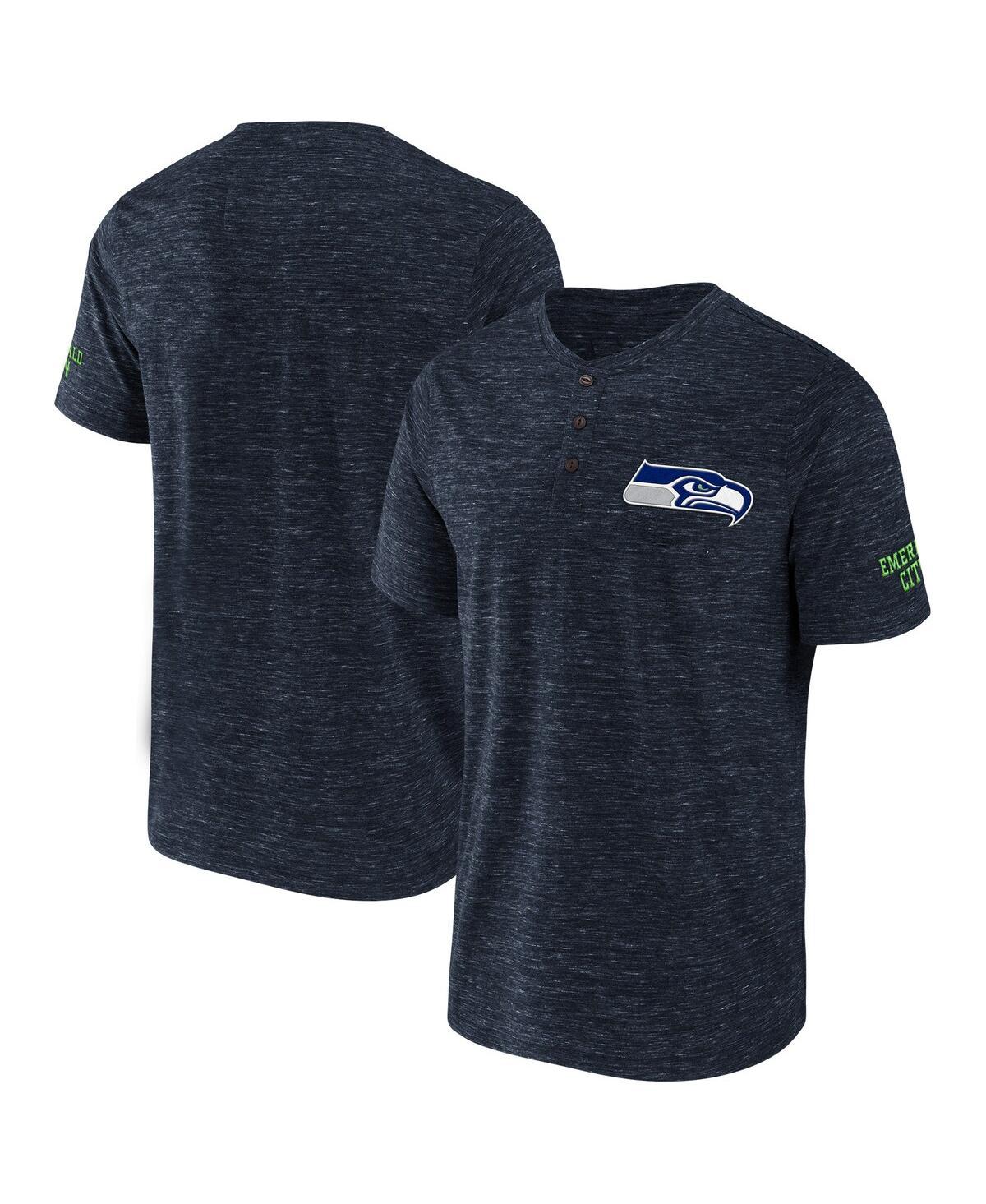 Men's NFL x Darius Rucker Collection by College Navy Seattle Seahawks Slub Henley T-shirt