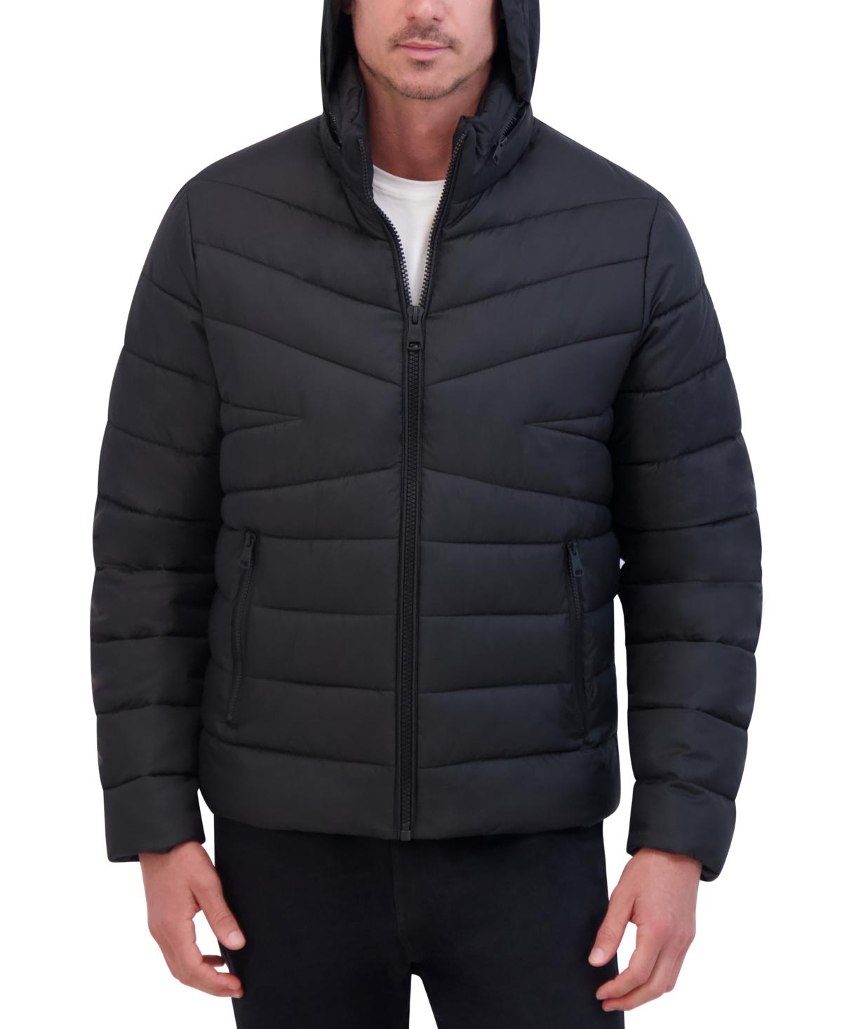 Men's Quilted Lightweight Hooded Zip-Front Puffer Jacket