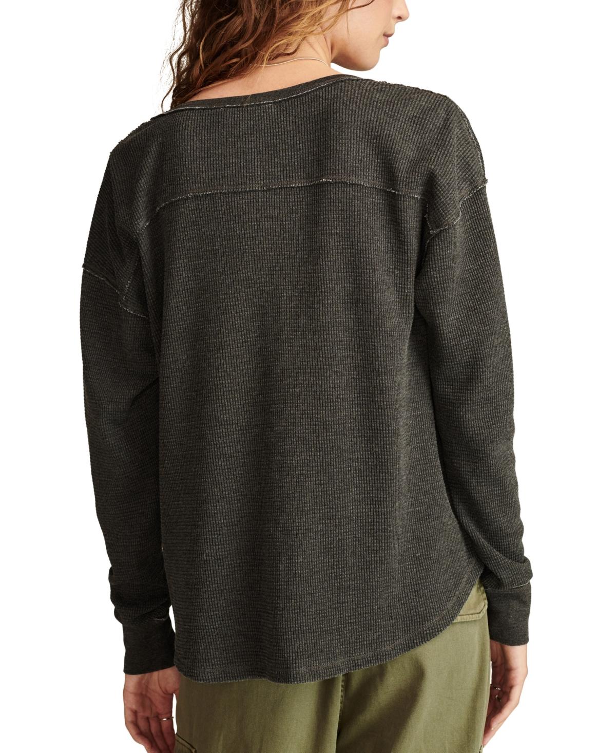 Women's Cotton V-Neck Long-Sleeve Top