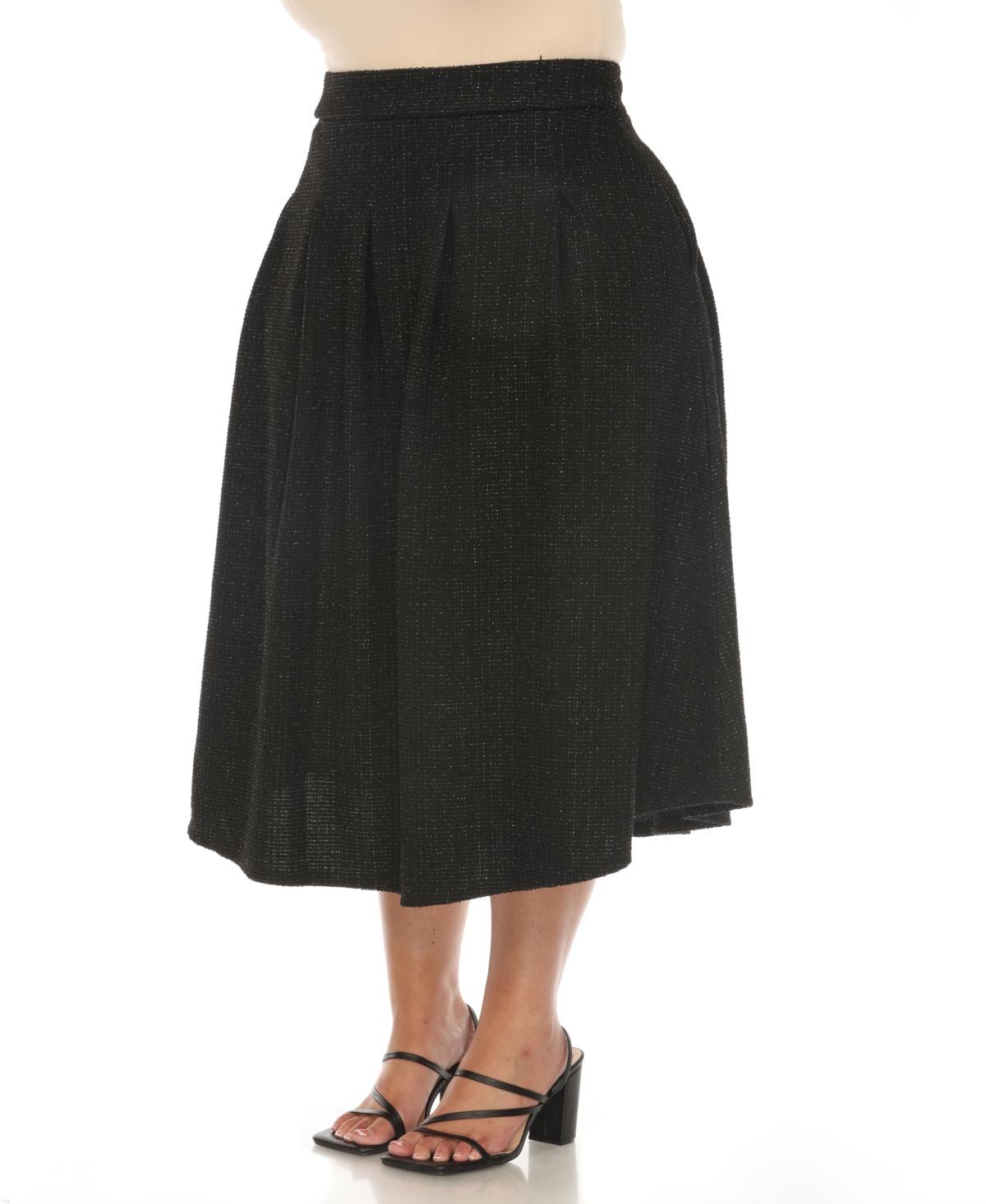 Plus Size Flared Tweed Skirt