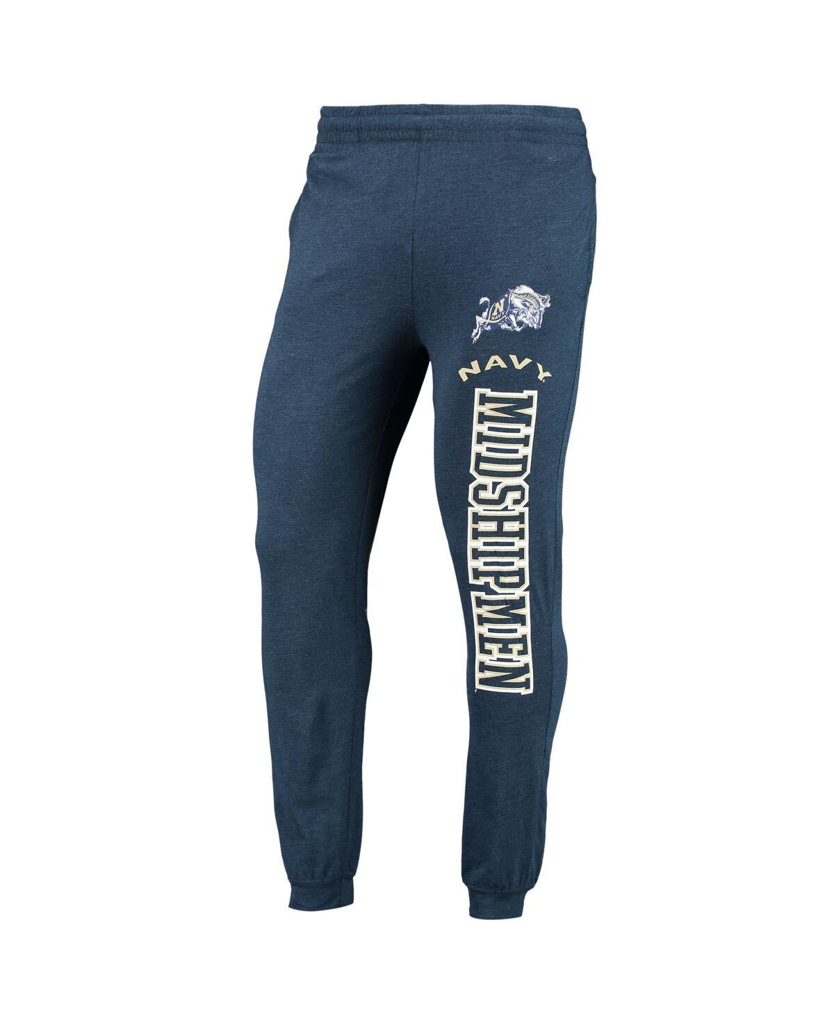 Men's Navy, Heather Charcoal Navy Midshipmen Meter Long Sleeve Hoodie T-shirt and Jogger Pajama Set