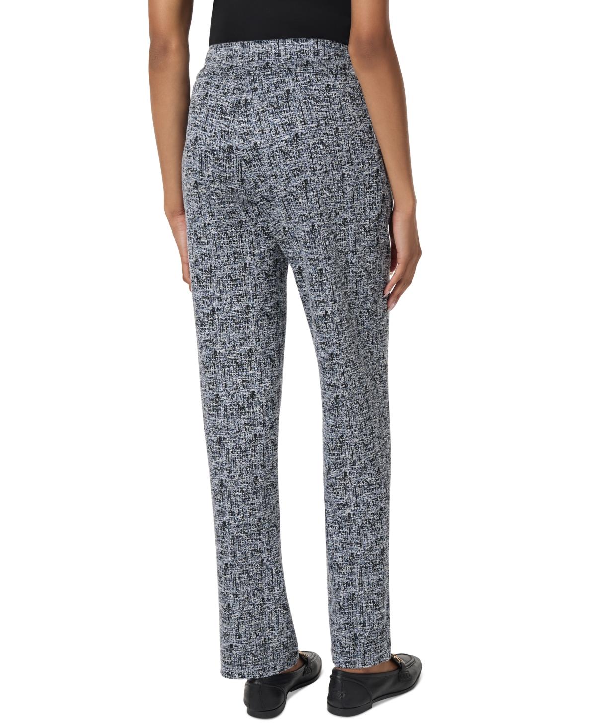 Petite Printed Pull-On Straight-Leg Trousers