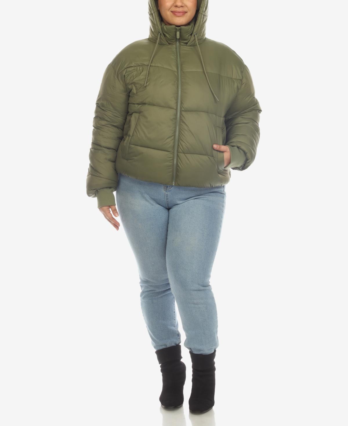 Plus Size Hooded Bomber Puffer Coat