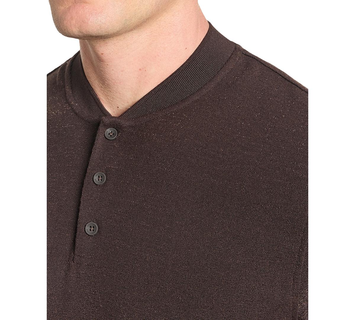 Men's Textured-Knit Bomber-Collar Performance Henley