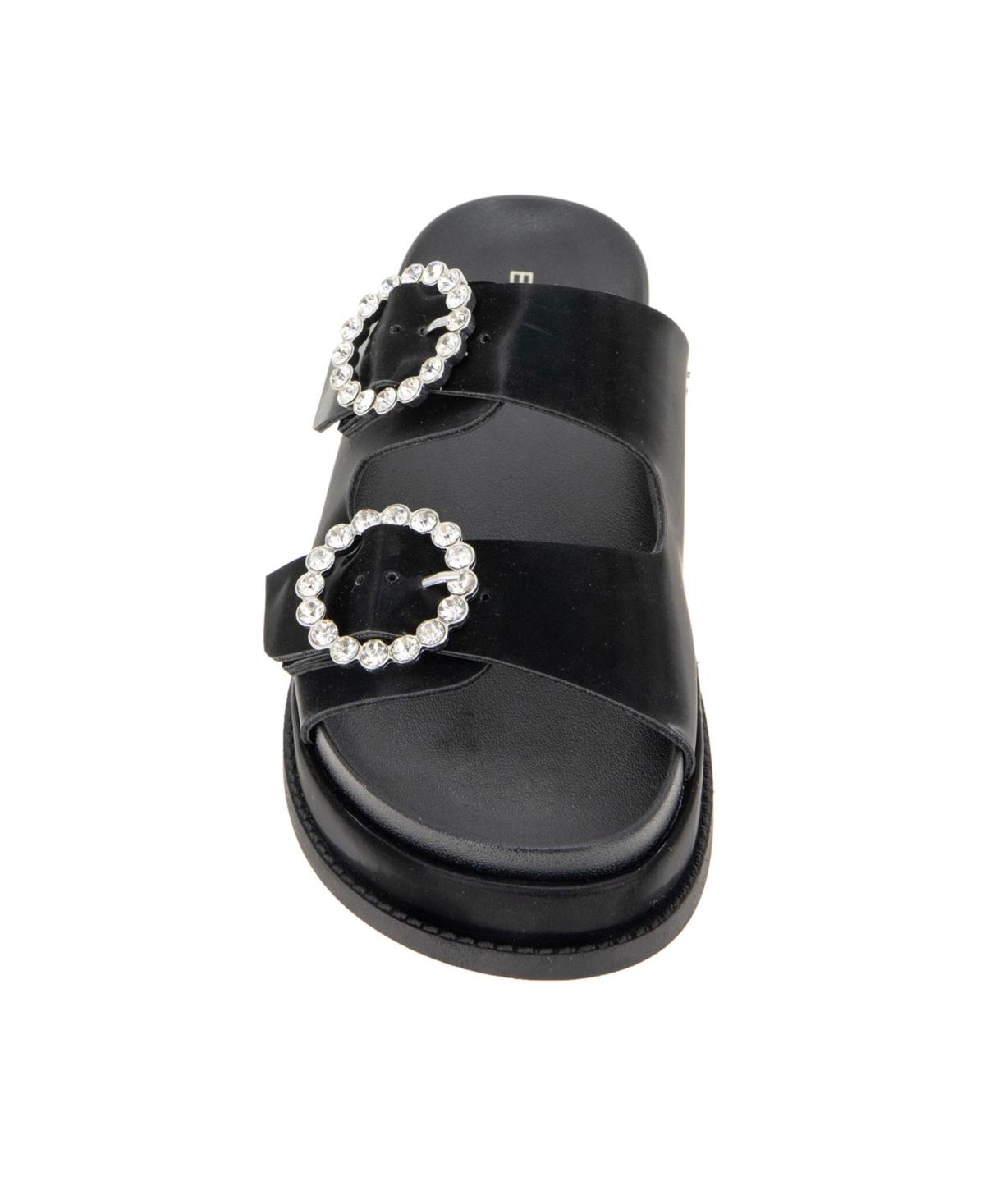 Women's Batina Rhinestone Buckle Double Band Flat Sandals