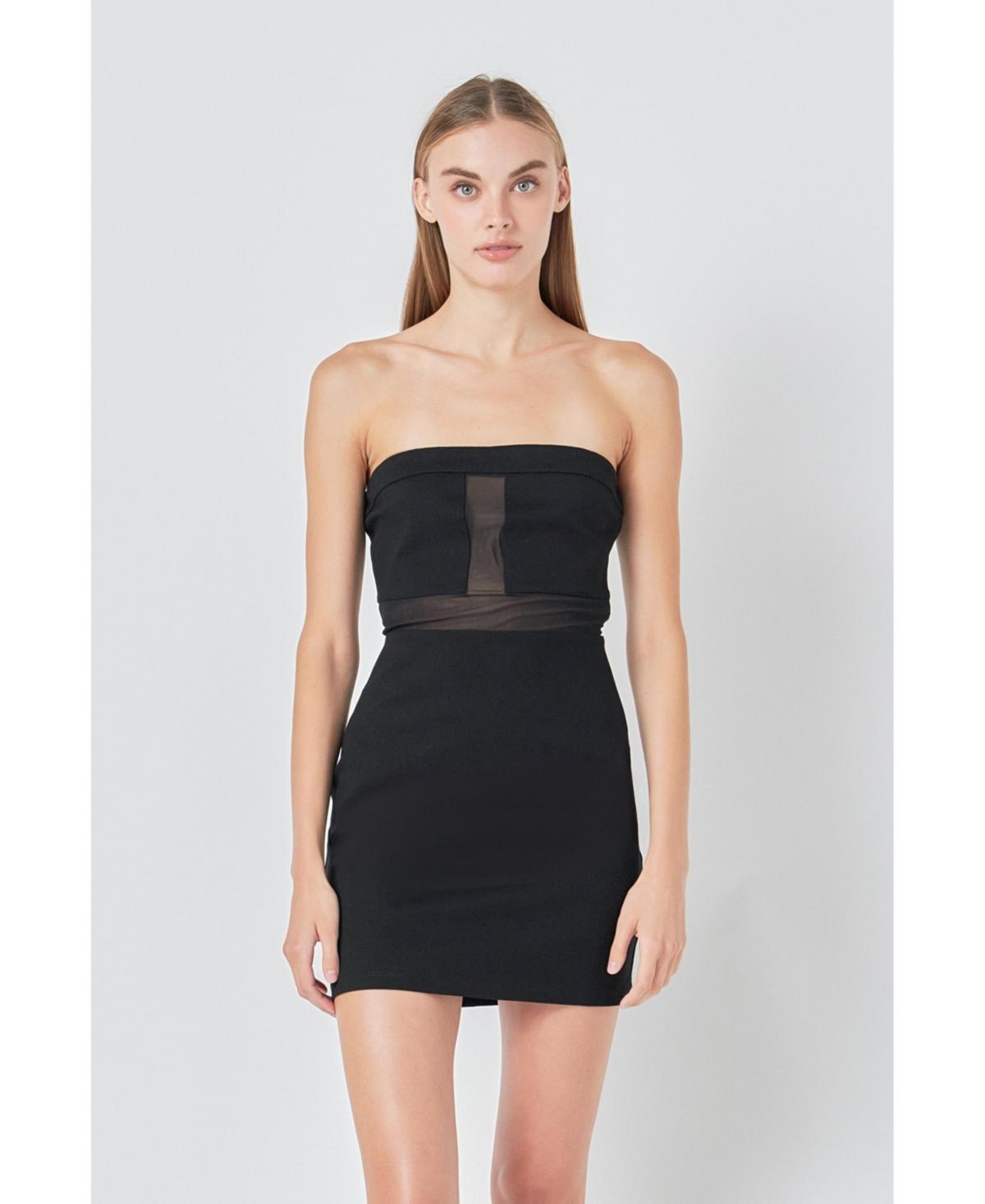 Women's Strapless Mesh Mini Dress