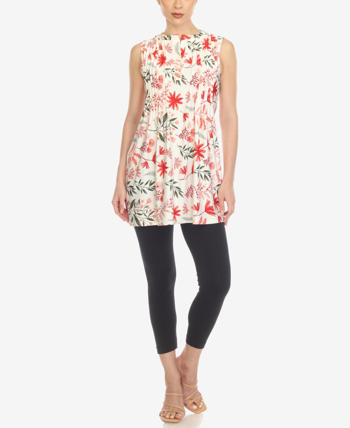 Women's Floral Sleeveless Tunic Top