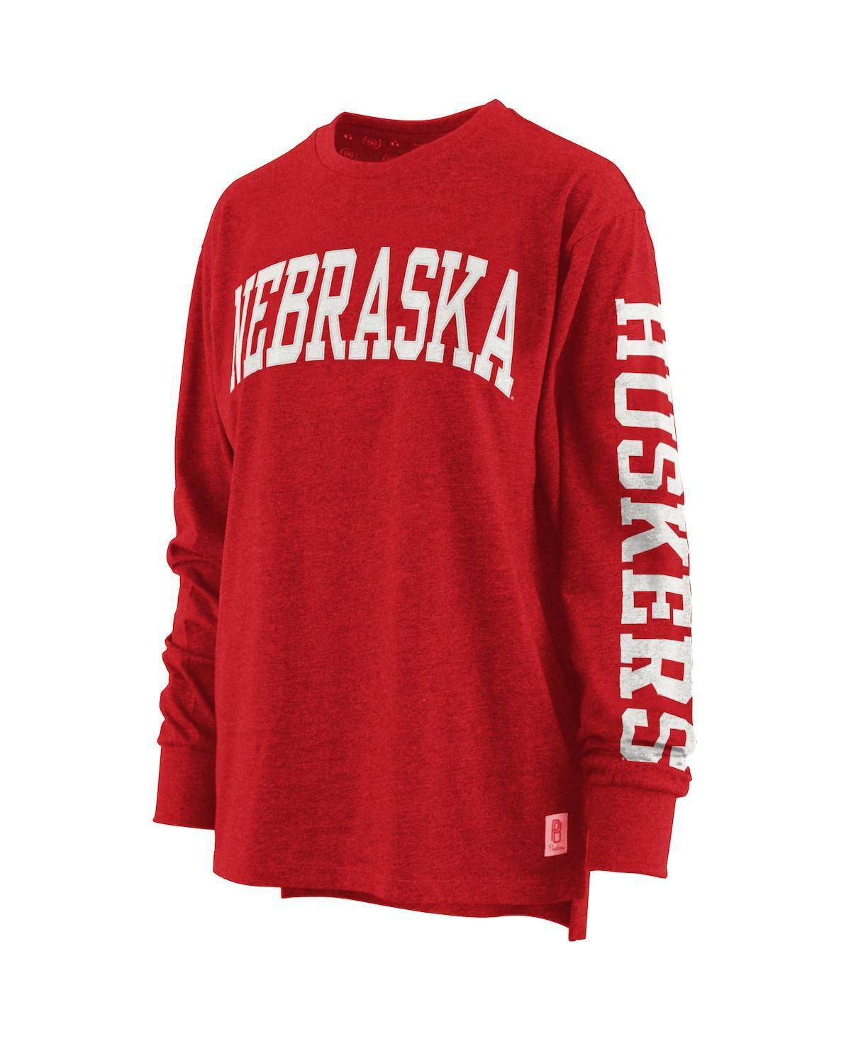 Women's Scarlet Nebraska Huskers Plus Size Two-Hit Canyon Long Sleeve T-shirt