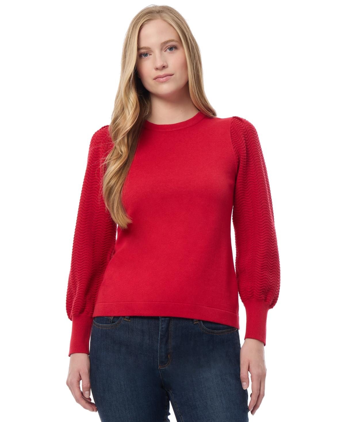 Women's Solid-Color Mixed-Stitch Sweater