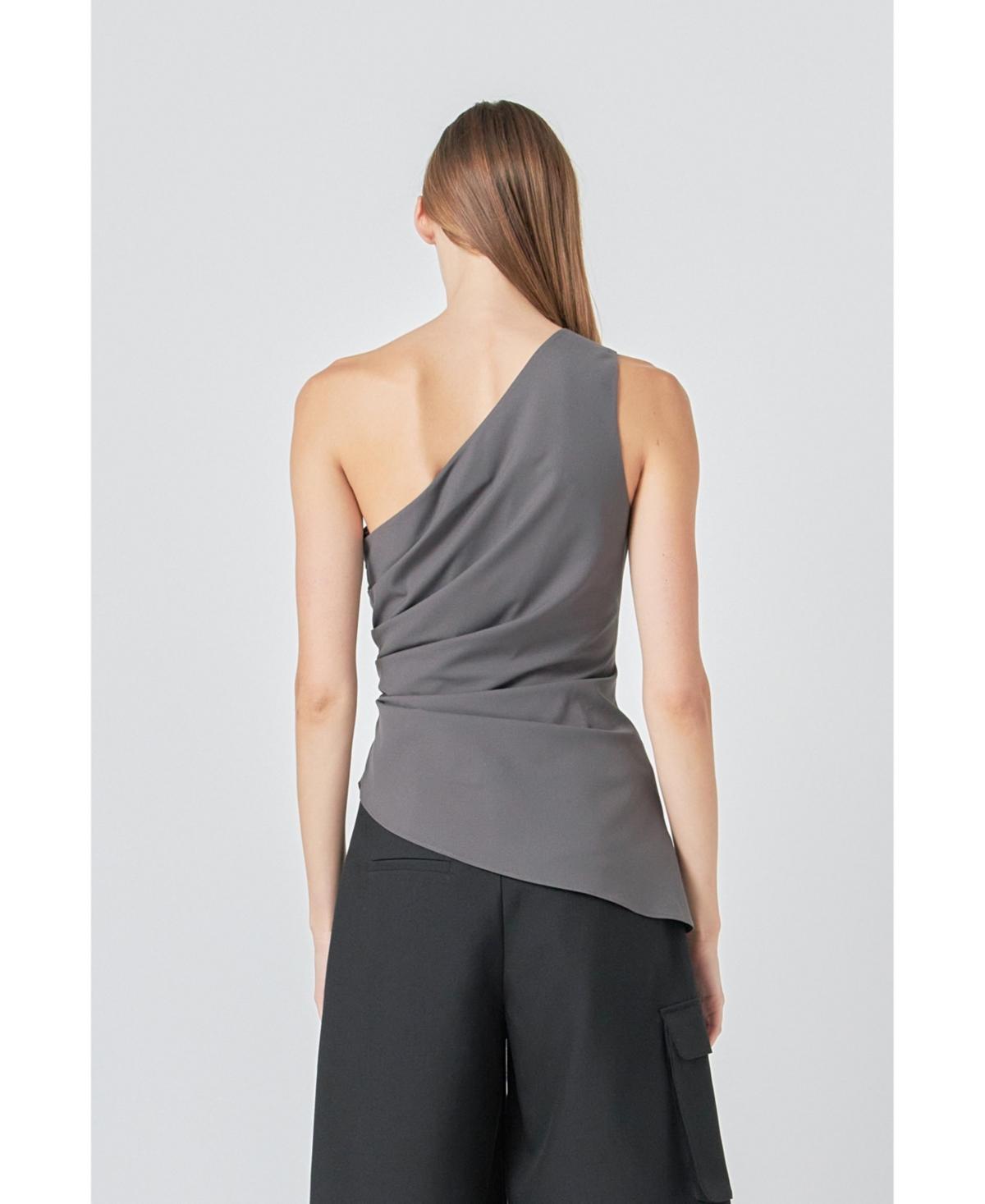 Women's One Shoulder Ruched Top