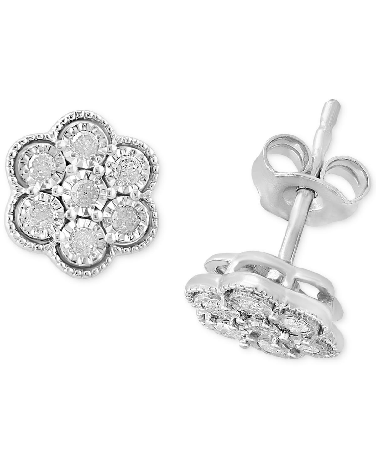 EFFY® Diamond Flower Cluster Stud Earrings (1/5 ct. t.w.) in Sterling Silver