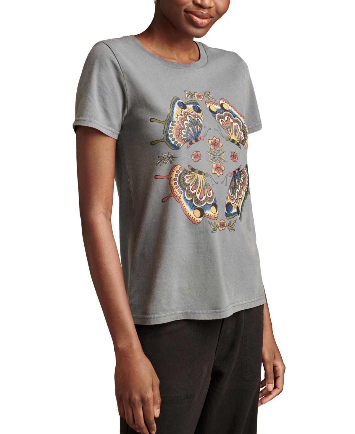 Women's Cotton Butterfly Mirror Classic Crewneck T-Shirt