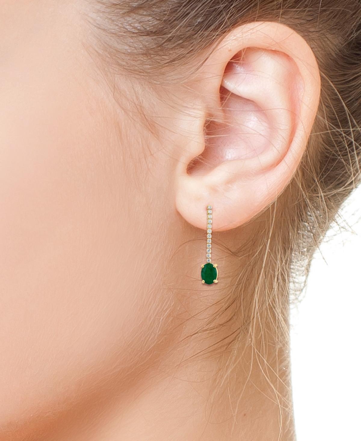 EFFY® Emerald (2-1/4 ct. t.w.) & Diamond (1/3 ct. t.w.) Chain Drop Earrings in 14k Gold