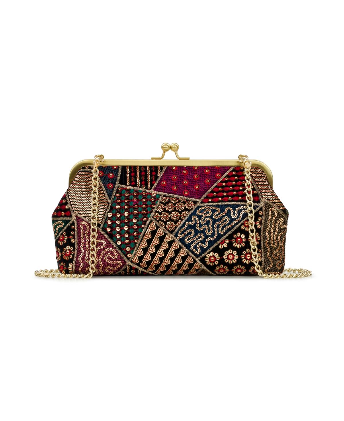 Velvet Patchwork Potenaz Frame Handbag 